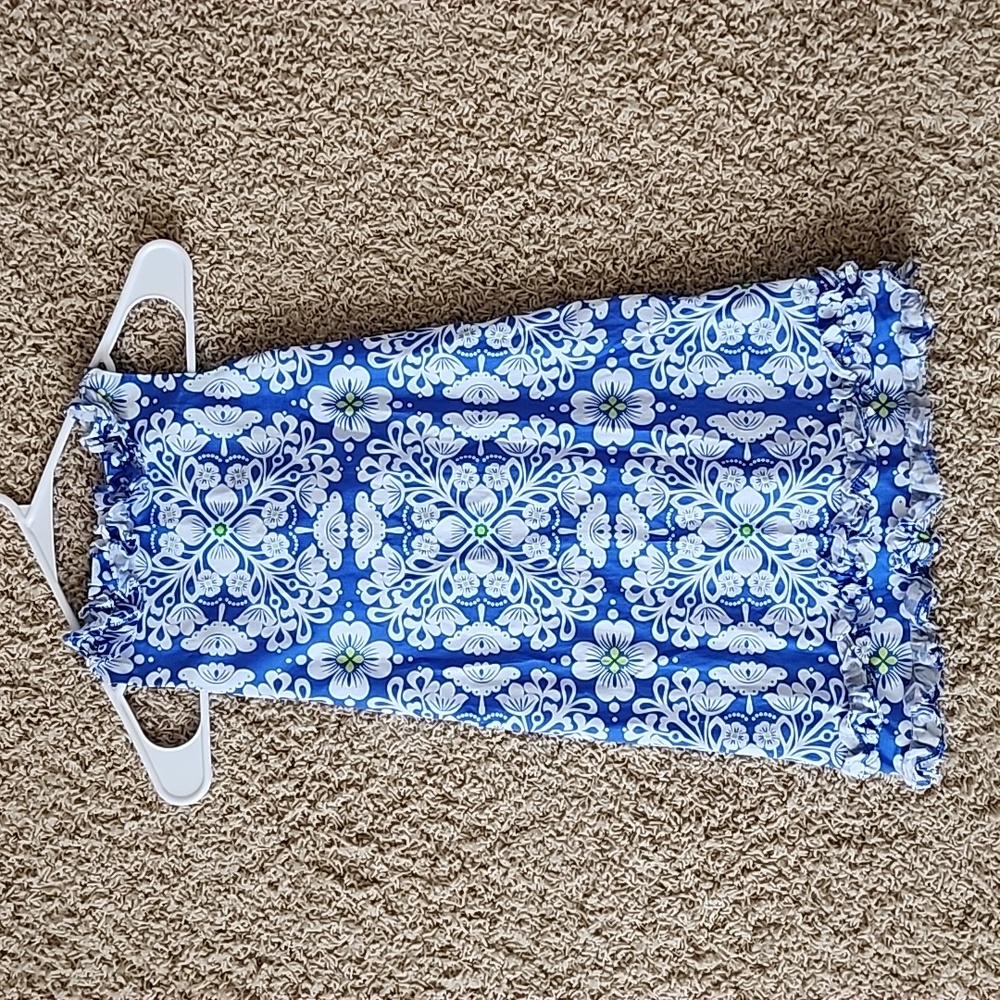 Le’ Za Me blue and white dress, girl's size 6